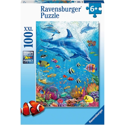 Puzzle Delfini Si Pesti, 100 Piese Ravensburger