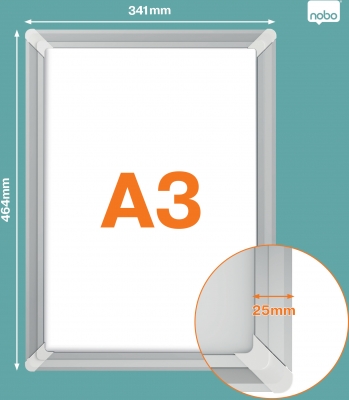 Rama pentru perete NOBO Premium Plus, aluminiu, cu click, A3, gri