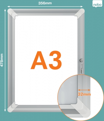 Rama pentru perete NOBO Premium Plus, aluminiu, cu cheie, A3, gri