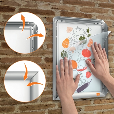 Rama pentru perete NOBO, aluminiu, cu click, A4, gri