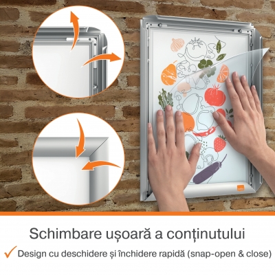 Rama pentru perete NOBO, aluminiu, cu click, A4, gri