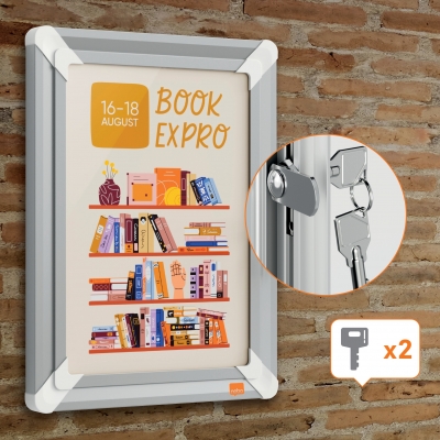 Rama pentru perete NOBO Premium Plus, aluminiu, cu cheie, A4, gri