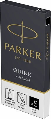 Cartus standard lavabil, culoare negru, 5 buc/set, Quink Parker