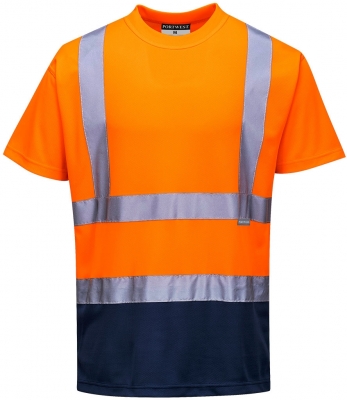Tricou Hi-Vis, in doua nuante, portocaliu/navy, regular, Portwest