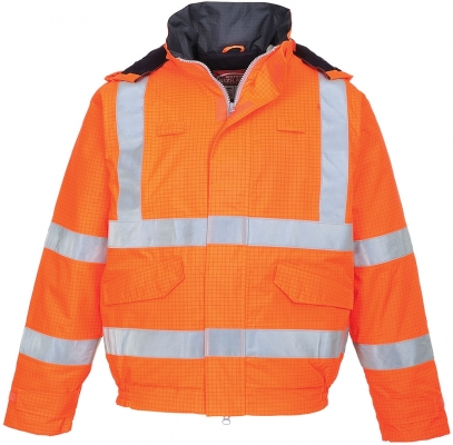 Jacheta de ploaie Hi-Vis, antistatica si ignifuga, portocaliu, regular, Bizflame Rain, Portwest
