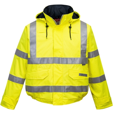 Jacheta de ploaie Hi-Vis, antistatica si ignifuga, galben, regular, Bizflame Rain, Portwest 