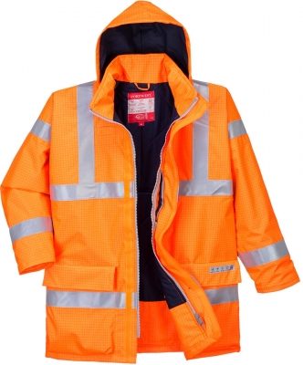 Jacheta antistatica si ignifuga Bizflame Rain Hi-Vis, Portocaliu, Portwest 