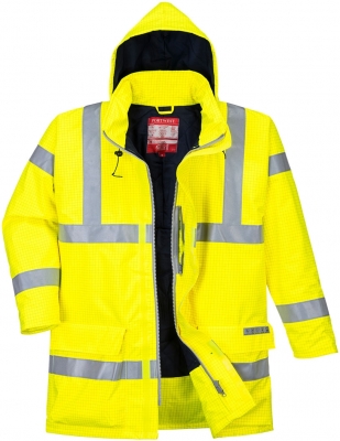 Jacheta antistatica si ignifuga Bizflame Rain Hi-Vis, Galben, Portwest 