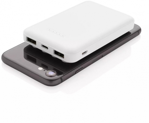 Power bank cu incarcare wireless 5000 MAh alb