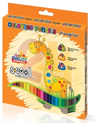Creioane colorate triunghiulare 24 culori S-Cool