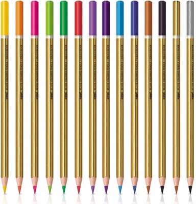 Creioane colorate 12 culori intense + auriu si argintiu S-Cool