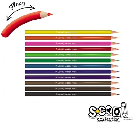 Creioane colorate flexibile Flexy 12 culori/set S-Cool