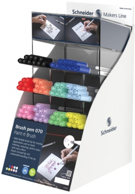 Display marker cu varf pensula Schneider, Paint-It 070, 80 buc/display