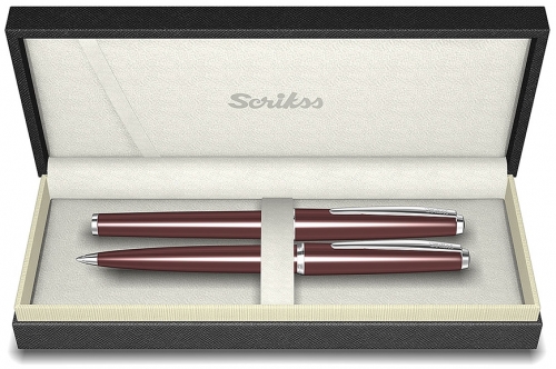 Set stilou si pix Vintage 33 rosu Scrikss