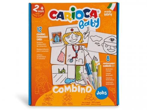Set creativ markere, Baby 2+ Jobs, 8 culori/set, Carioca 