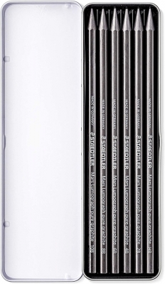 Creion Lumograph Full Graphite, in cutie din metal, 6 buc/set Staedtler 