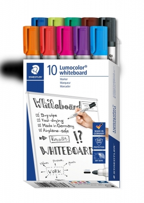 Marker whiteboard Lumocolor 351, varf rotund, 2 mm, 10 culori/set Staedtler