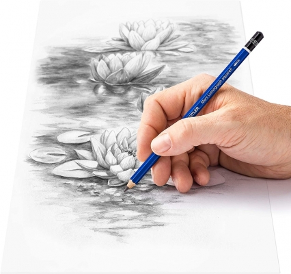 Creioane grafit + pensula Mars Lumograph Aquarell 100A-G6, 8B-4B, 5+1/set Staedler