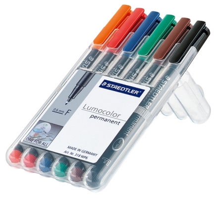Marker permanent set 6 culori Lumocolor 314 Staedtler