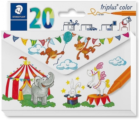 Carioci triunghiulare varf fibra Triplus Color, 20 culori/set Staedtler
