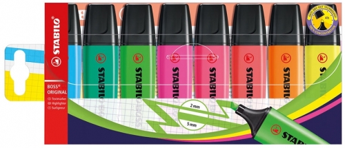 Textmarker Boss Original 8 culori/set Stabilo
