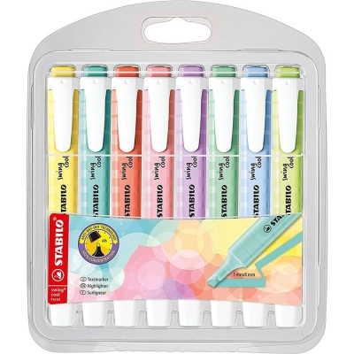 Textmarker Swing Cool Pastel, 8 culori/set Stabilo 