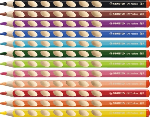 Creioane colorate EasyColors, pentru dreptaci, 6 culori/set Stabilo