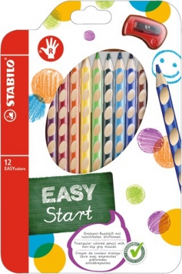 Creioane colorate EasyColors, pentru dreptaci, 6 culori/set Stabilo
