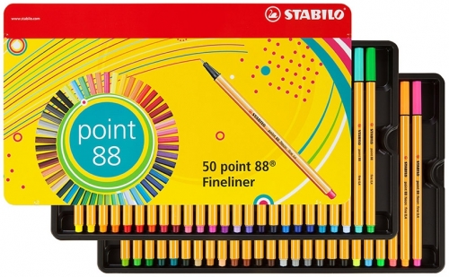 Fineliner Point 88, 0.4 mm, 50 culori/set Stabilo 
