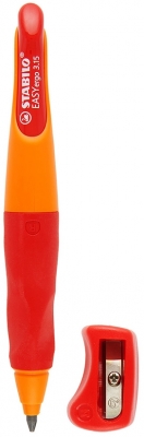 Creion retractabil EASYergo 3.15 mm dreptaci + ascutitoare portocaliu/rosu Stabilo