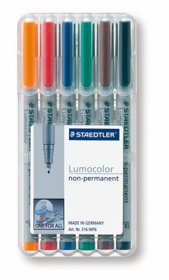 Marker non-permanent Lumocolor 0.6 mm 6 culori/set Staedtler