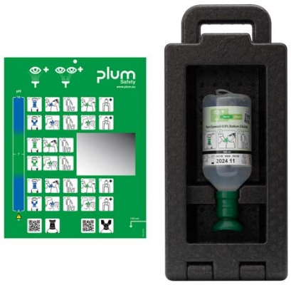 Statie pentru clatirea ochilor iBox 1, cu solutie 500 ml, 0.9 clorura de sodiu, Plum