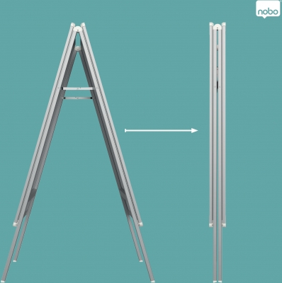 Panou dublu stradal NOBO Premium Plus, in forma de A, cu click, aluminiu, A1, gri
