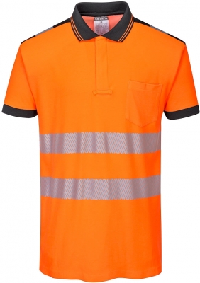 Tricou polo Hi-Vis Vision PW3, Portocaliu/Negru, Portwest 