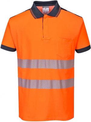 Tricou polo Hi-Vis Vision PW3, Portocaliu/Navy, Portwest 