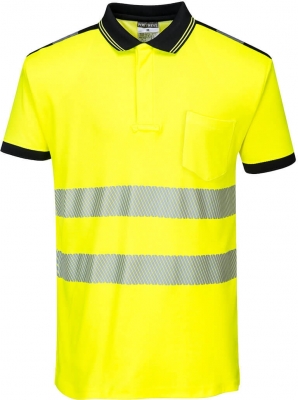 Tricou polo Hi-Vis Vision PW3, Galben/Negru, Portwest 