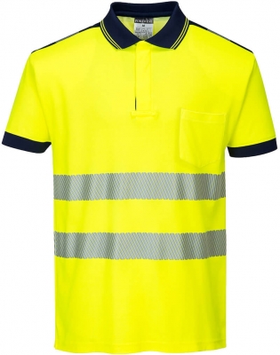 Tricou polo Hi-Vis Vision PW3, Galben/Navy, Portwest 
