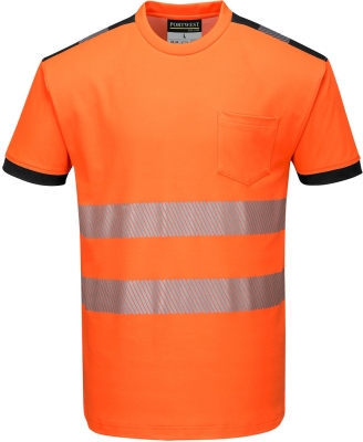 Tricou Hi-Vis S/S, portocaliu/negru, regular, PW3, Portwest