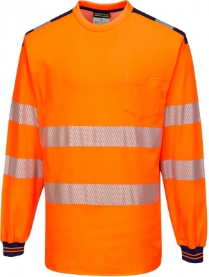 Tricou Hi-Vis L/S , portocaliu/navy, regular, PW3, Portwest