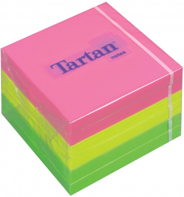 Cub notite adezive culori neon 76 mm x 76 mm 400 file/cub Tartan 3M