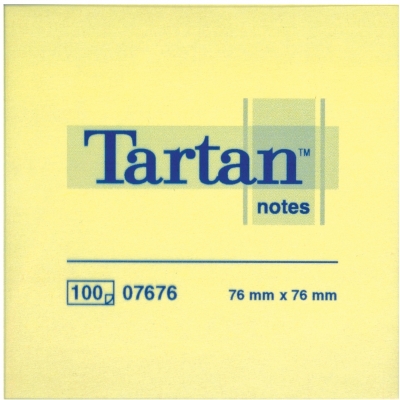 Notite adezive galbene 76 mm x 76 mm 100 file/bloc Tartan