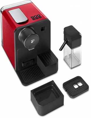 Espressor capsule Tchibo Cafissimo milk red, cu rezervor lapte 400 ml pentru Cappuccino si 3 nivele de presiune, culoare rosu