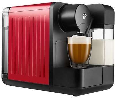 Espressor capsule Tchibo Cafissimo milk red, cu rezervor lapte 400 ml pentru Cappuccino si 3 nivele de presiune, culoare rosu