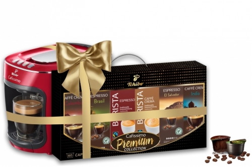 Tchibo Espressor Caffisimo Cafissimo mini Salsa red + Set capsule cafea Cafissimo Premium Collection 6 cutii/set TC519673