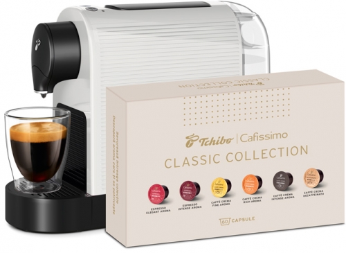 Espressor capsule Tchibo Cafissimo Pure Plus, white + set capsule cafea Tchibo Classic Collection 6 cutii/set