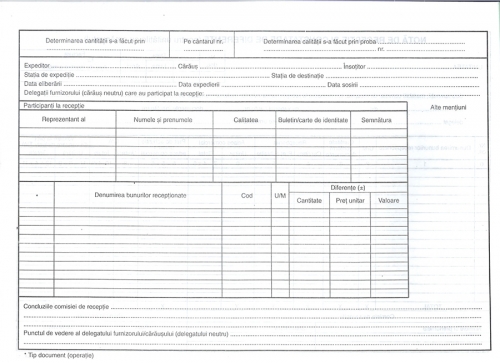 Nota de receptie si constatare diferente cu TVA A4 100 file