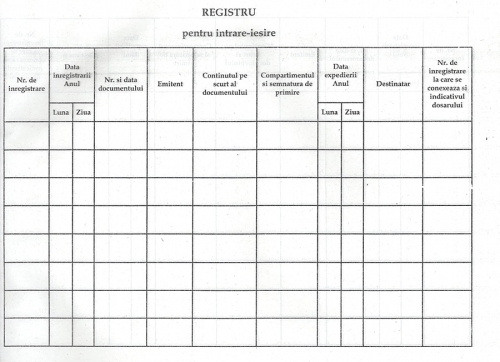 Registru intrare-iesire orizontal cartonat 100 file