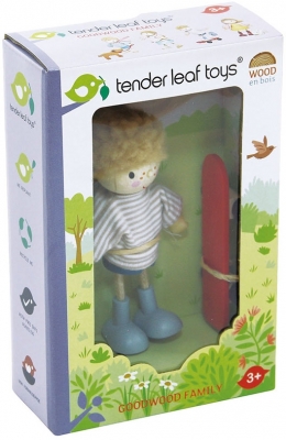 Figurina Edward si Skateboard-ul, din lemn premium, Tender Leaf Toys 
