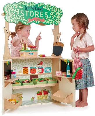 Magazin cu teatru de marionete din lemn premium, Woodland Stores and Theatre, Tender Leaf Toys 