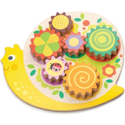 Set de joaca Melcul didactic din lemn premium, 7 piese, Snail Whirls, Tender Leaf Toys 